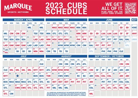 Cubs Printable Schedule